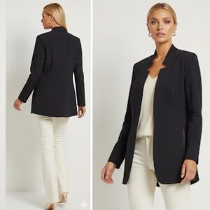 Athleta Stellar Open Front Italian Scuba Like Fabric Blazer In Black Size LT